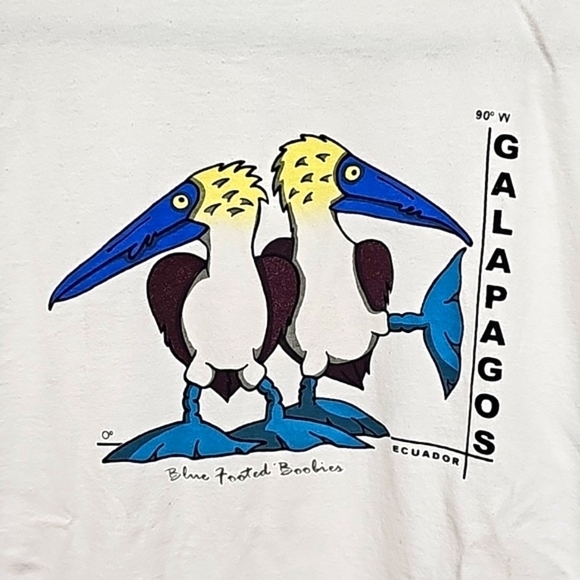 Galapogos Islands tee, blue footed booby bird Souvenir tee, cotton, medium - Picture 2 of 6